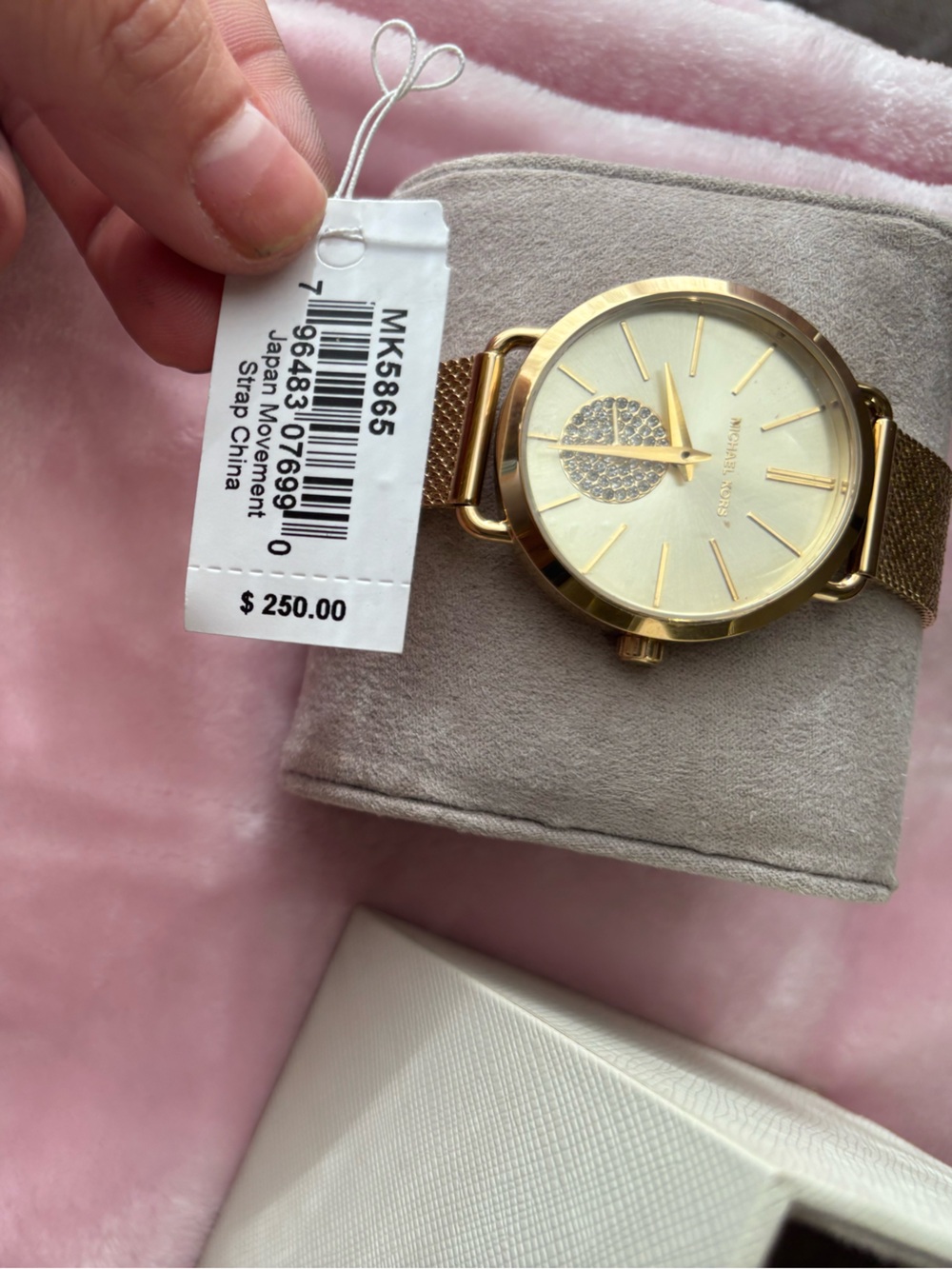 Michael Kors Gold-Tone Mesh Bracelet Watch with Crystal Accent